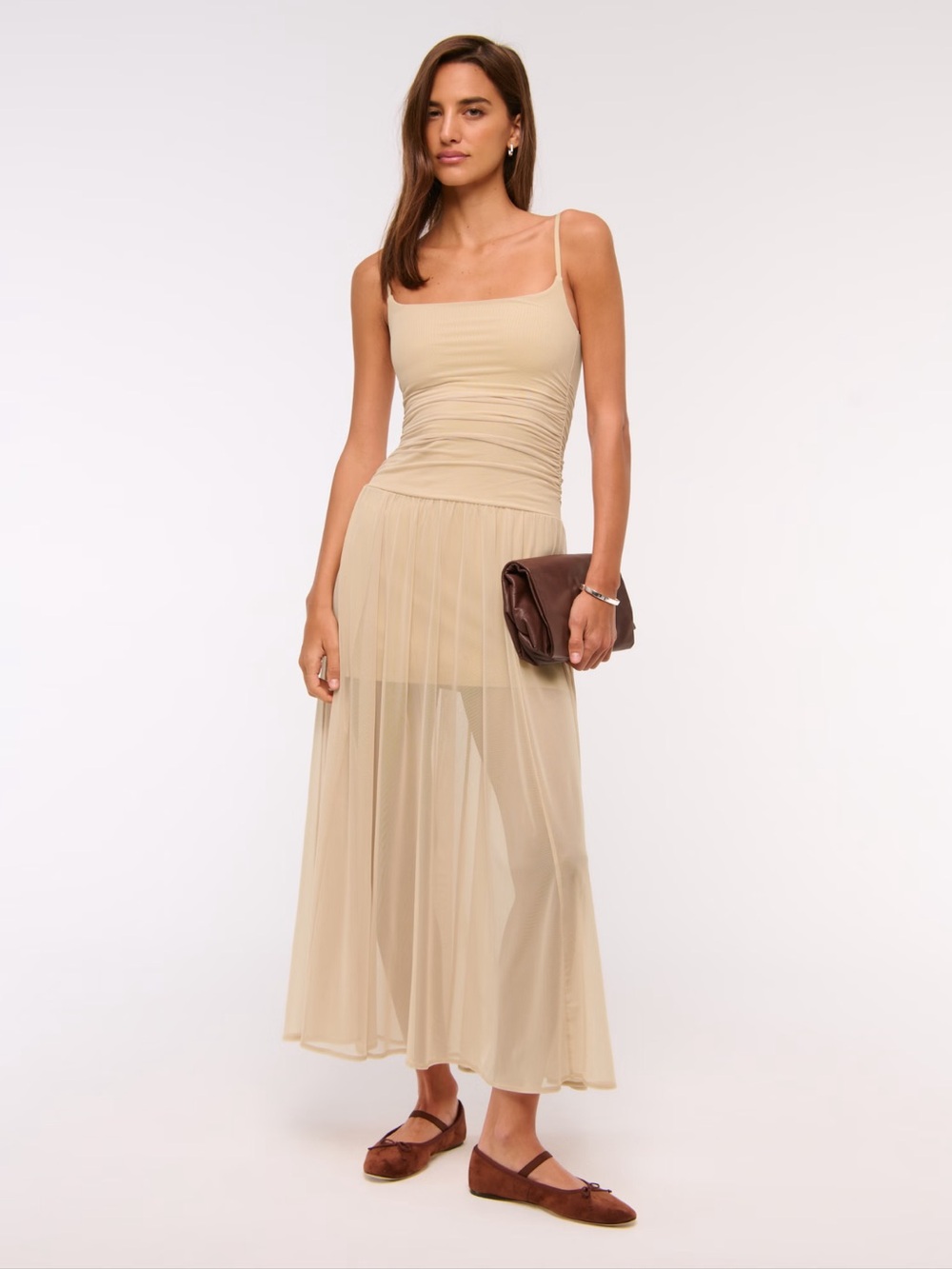 Abercrombie & Fitch tan maxi dress